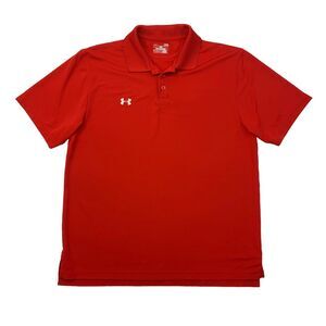 Under Armour Polo Shirt Mens L Large Poppy Heatgear Short Sleeve Performance